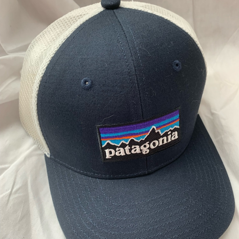 Patagonia Navy and White Trucker Hat with Logo Patch